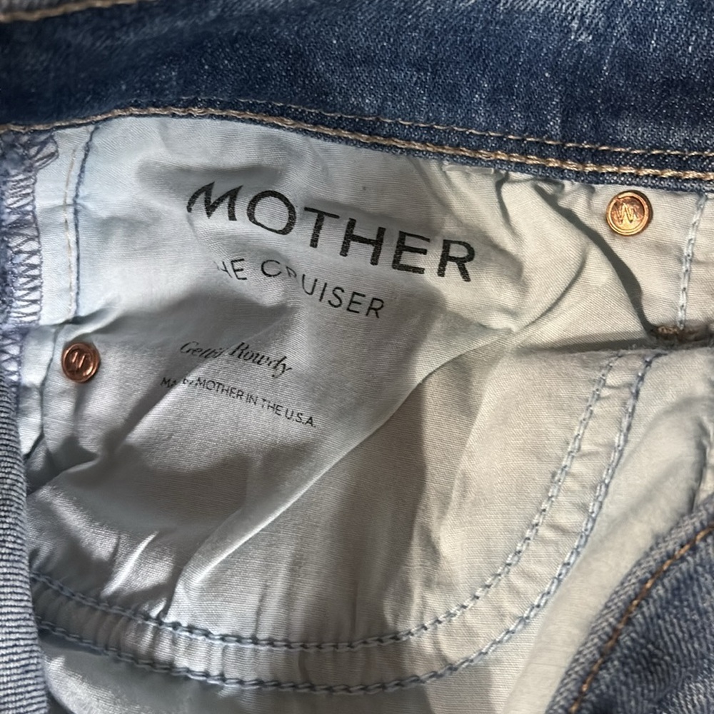 MOTHER Blue Distressed Flare Jeans - Picture 3 of 8